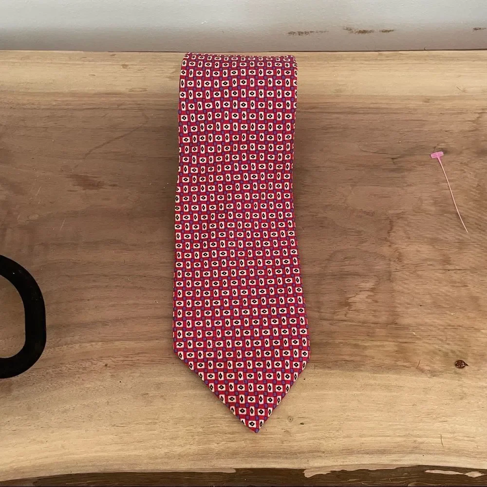 Lauren Ralph Lauren tie  mens red checked 100% silk tie